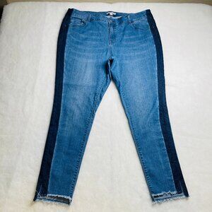 Woman Within Womens Denim Blue Slit Raw Hem Girlfriend Skinny Jeans Size 20W